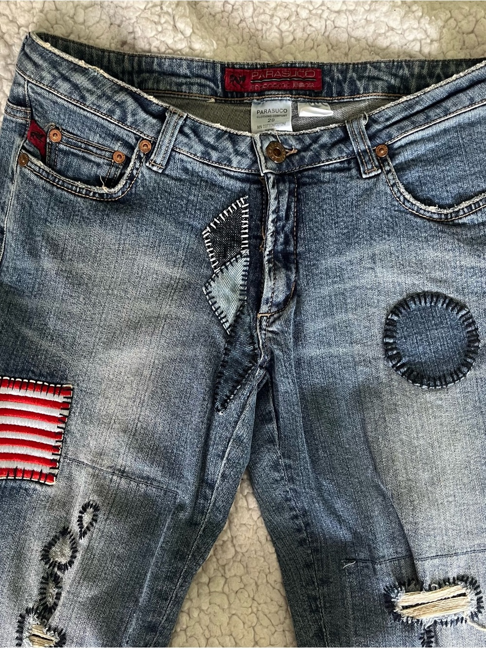Parasuco Y2K Washed Blue Patchwork Slim Lowrise Jeans